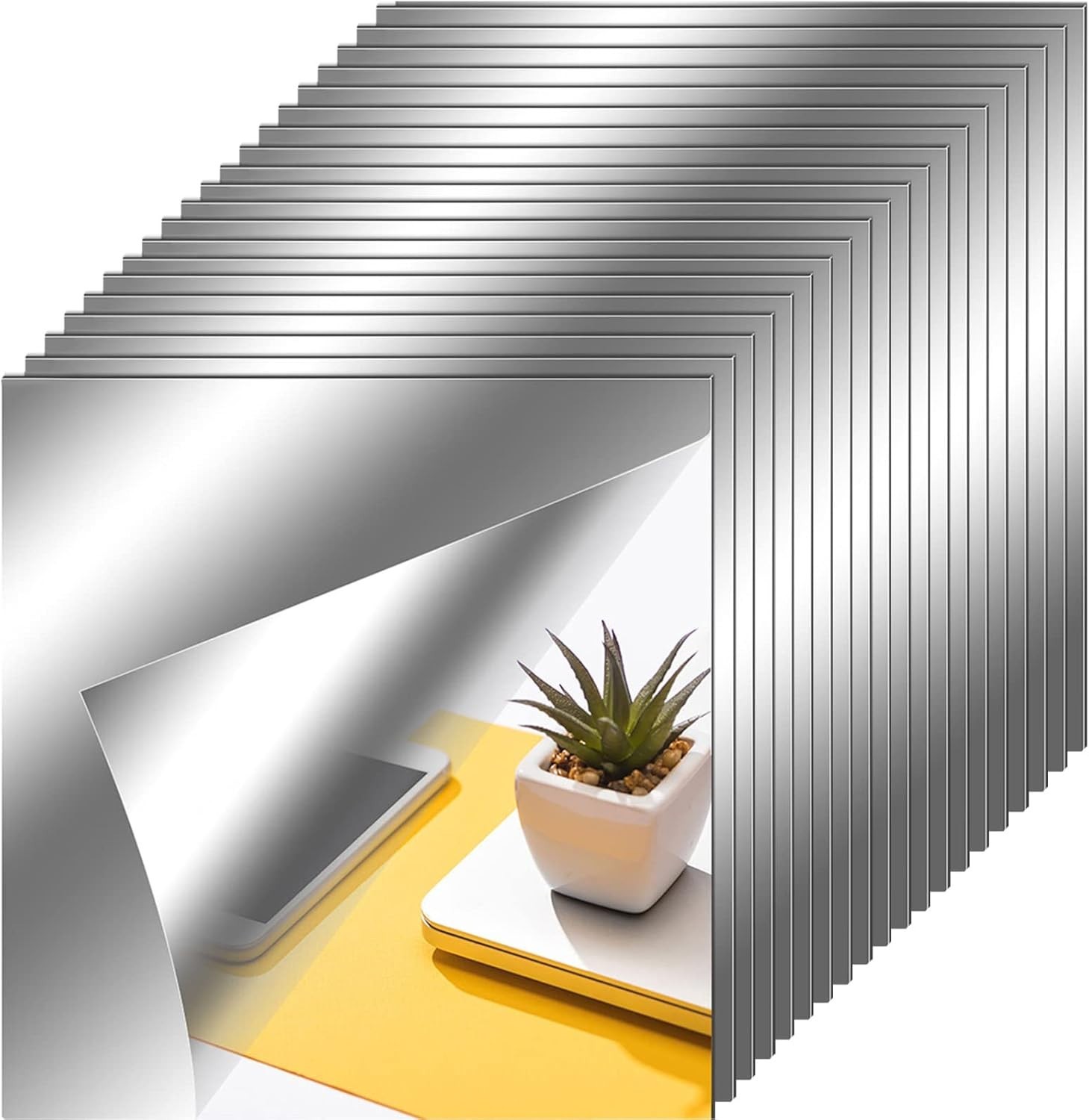 20 Pieces Flexible Mirror Tiles – Self-Adhesive, 12×12 Inches, Home Decor Magic