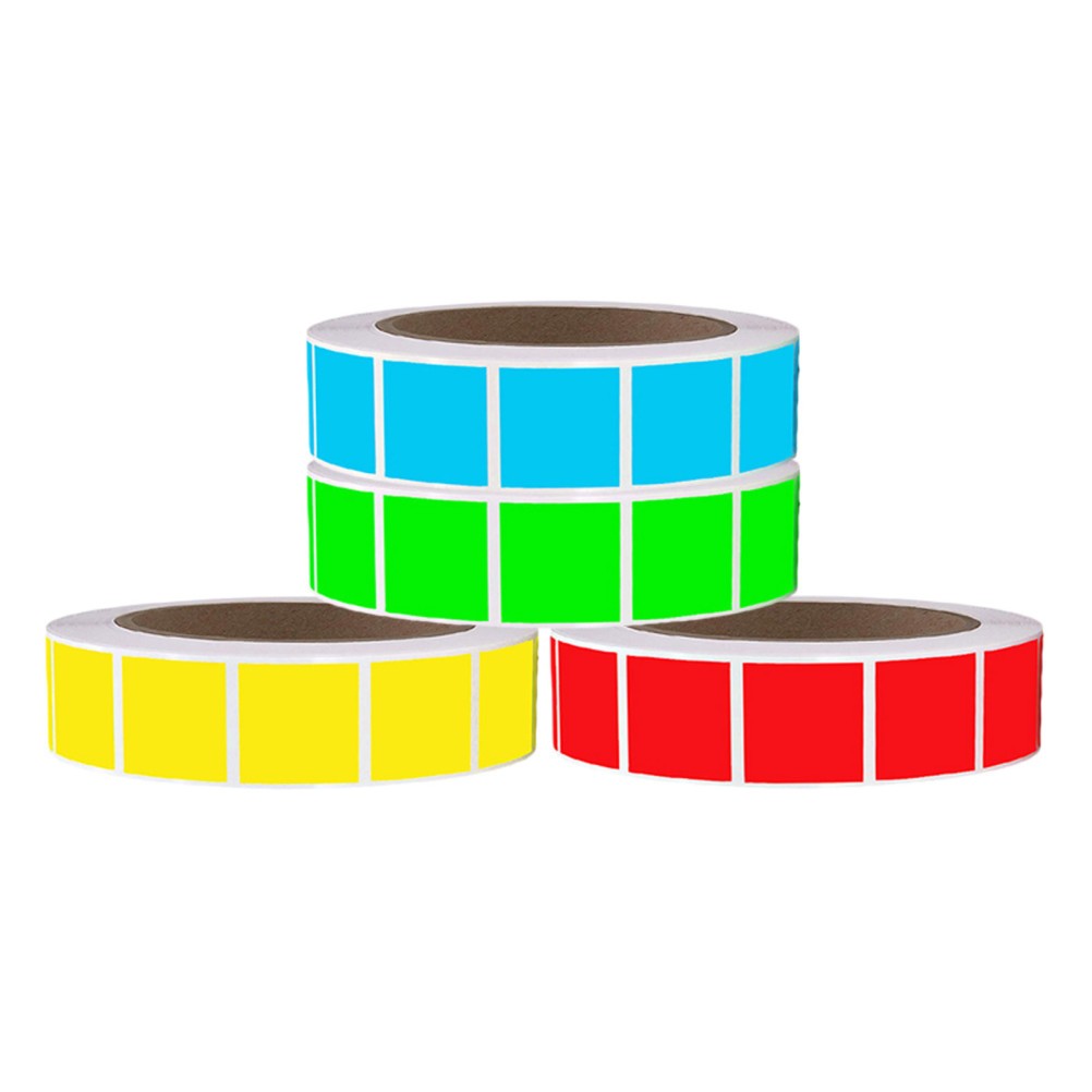 4 Rolls Colored Self Adhesive Labels: 1 X 1 Inch Removable Square Color Coding