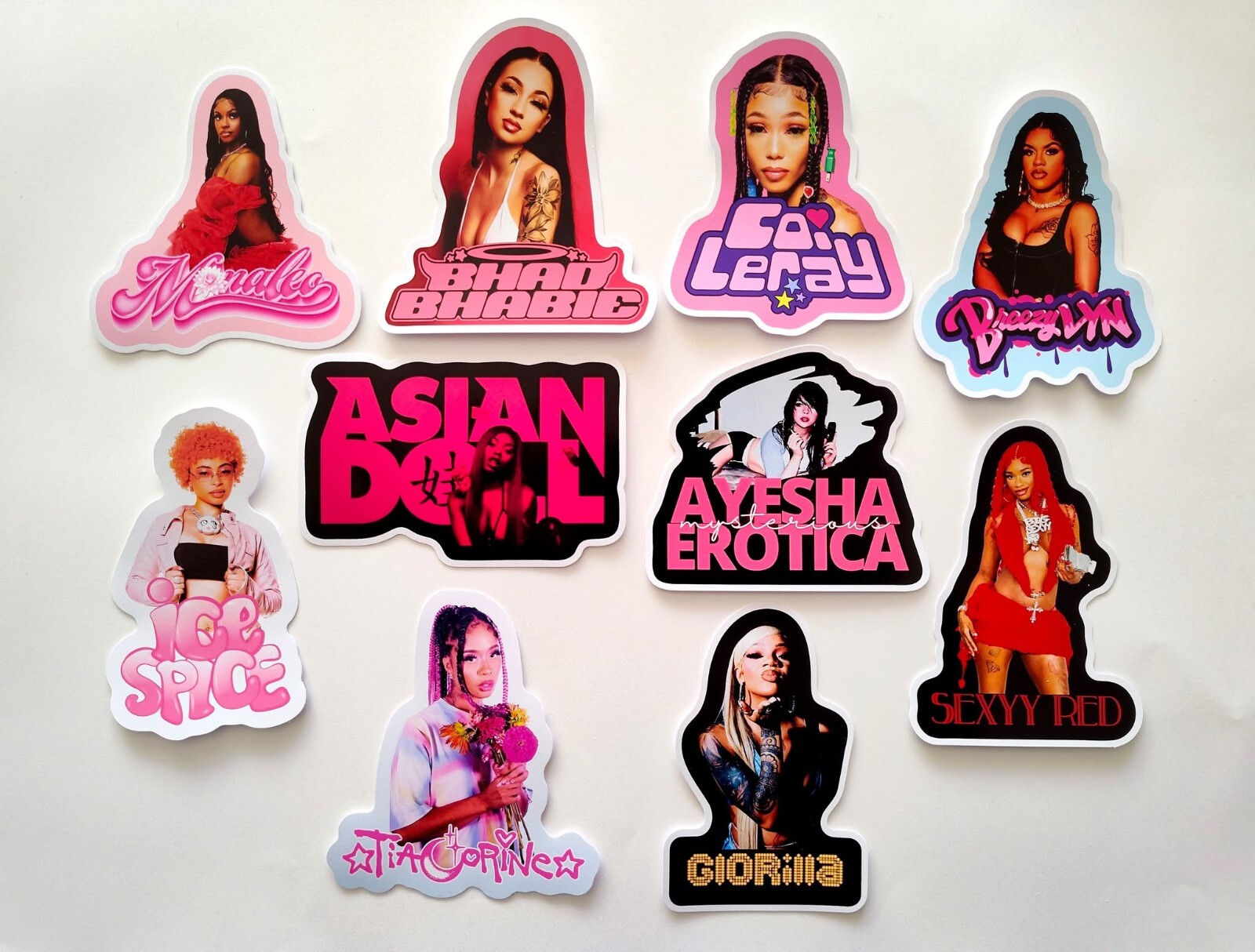 Bad Girls of Pop Rap Sticker Set (10) Ice Spice Sexxy Red Bhad Bhabie Glorilla