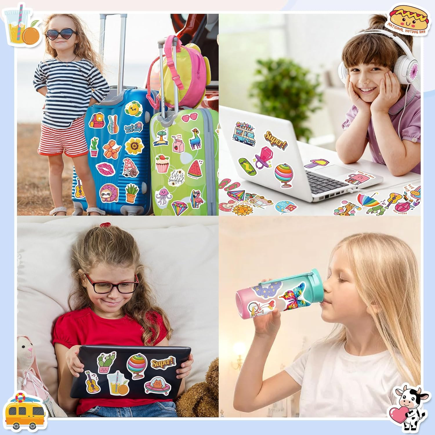 300 PCS Cute Stickers for Kids,Water Bottle Sticker Pack for Teens Girls Boys,Ka