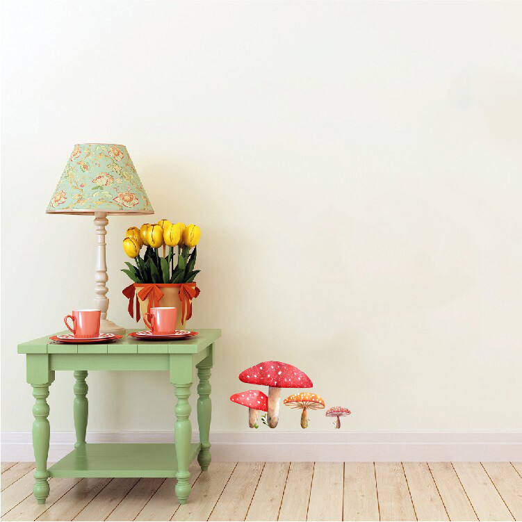Woodland Mushroom Cluster – Wall Decal – 6″ tall x 11″ wide
