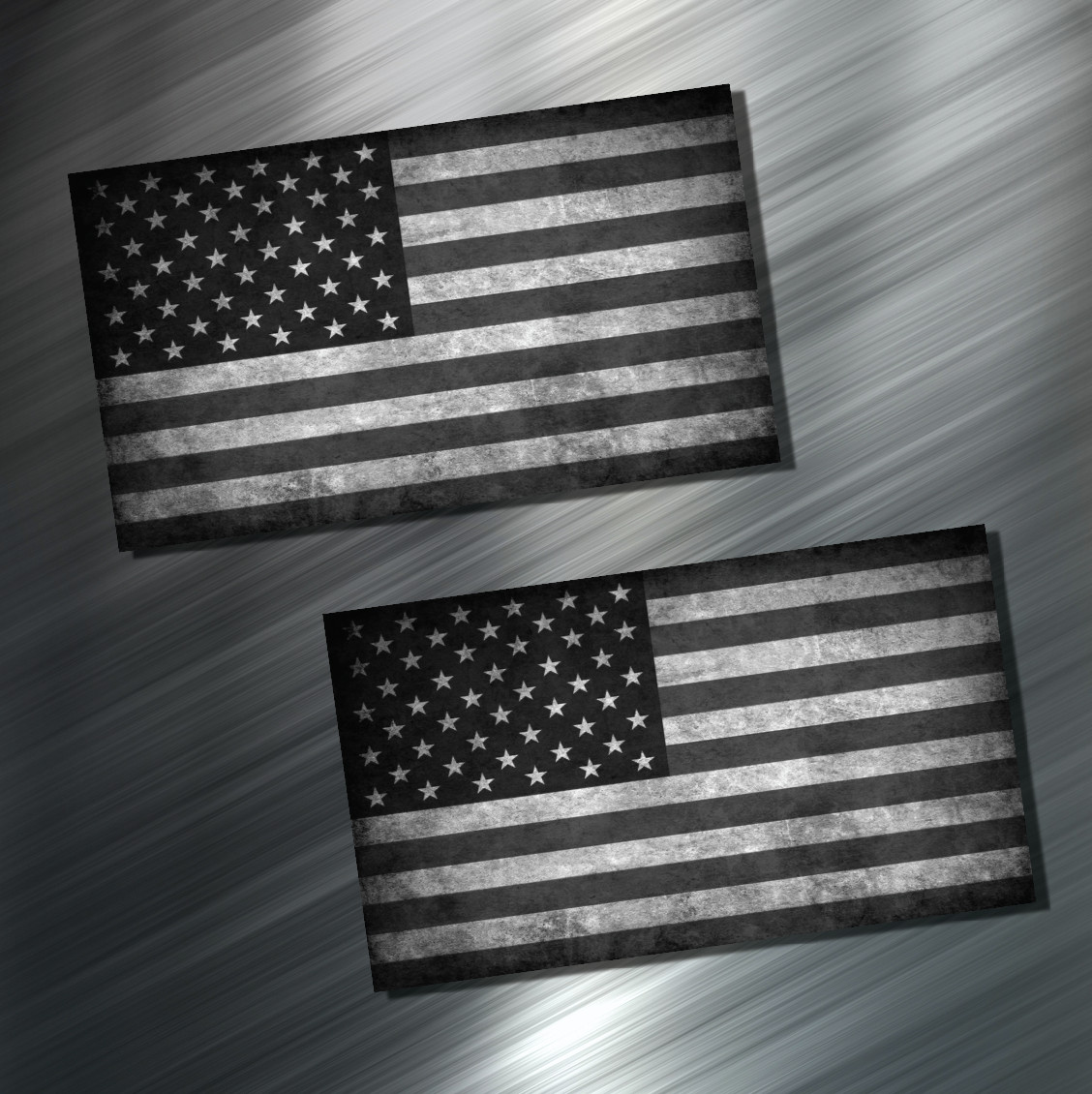 (2) TWO AMERICAN FLAG Vinyl Decal Sticker For Car Laptop Skateboard NEW USA B&W!