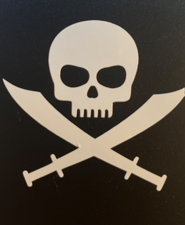 “Jolly Roger” Vinyl Decals Approx 2.25 inches