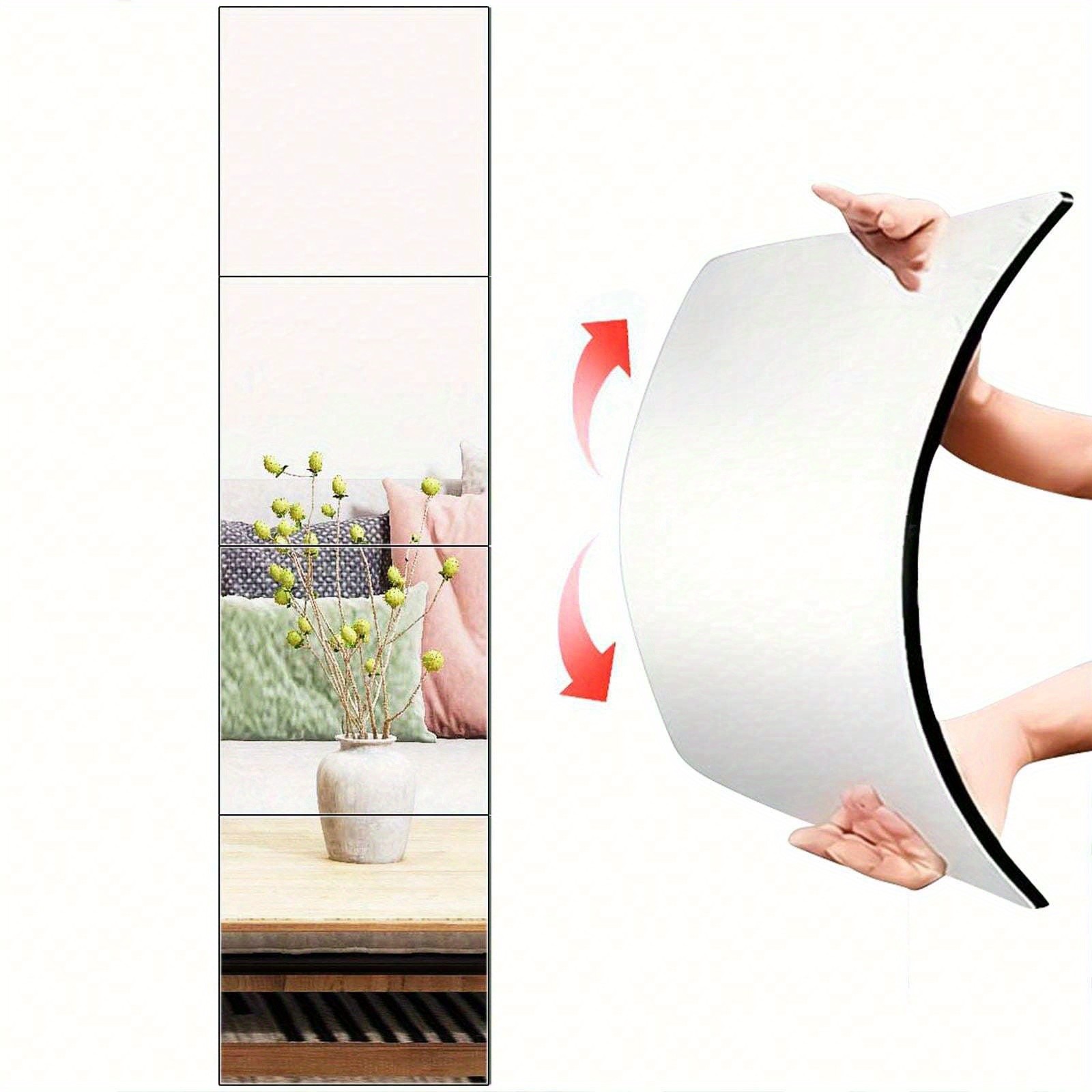 Removable DIY Square Mirror Tile Metal-Free Peel And Stick Bedroom Hanging Decor