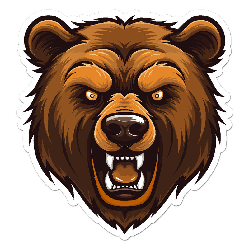 Grizzly Bear Head, Vinyl Decal Sticker, Indoor Outdoor, 3 Sizes, #11297