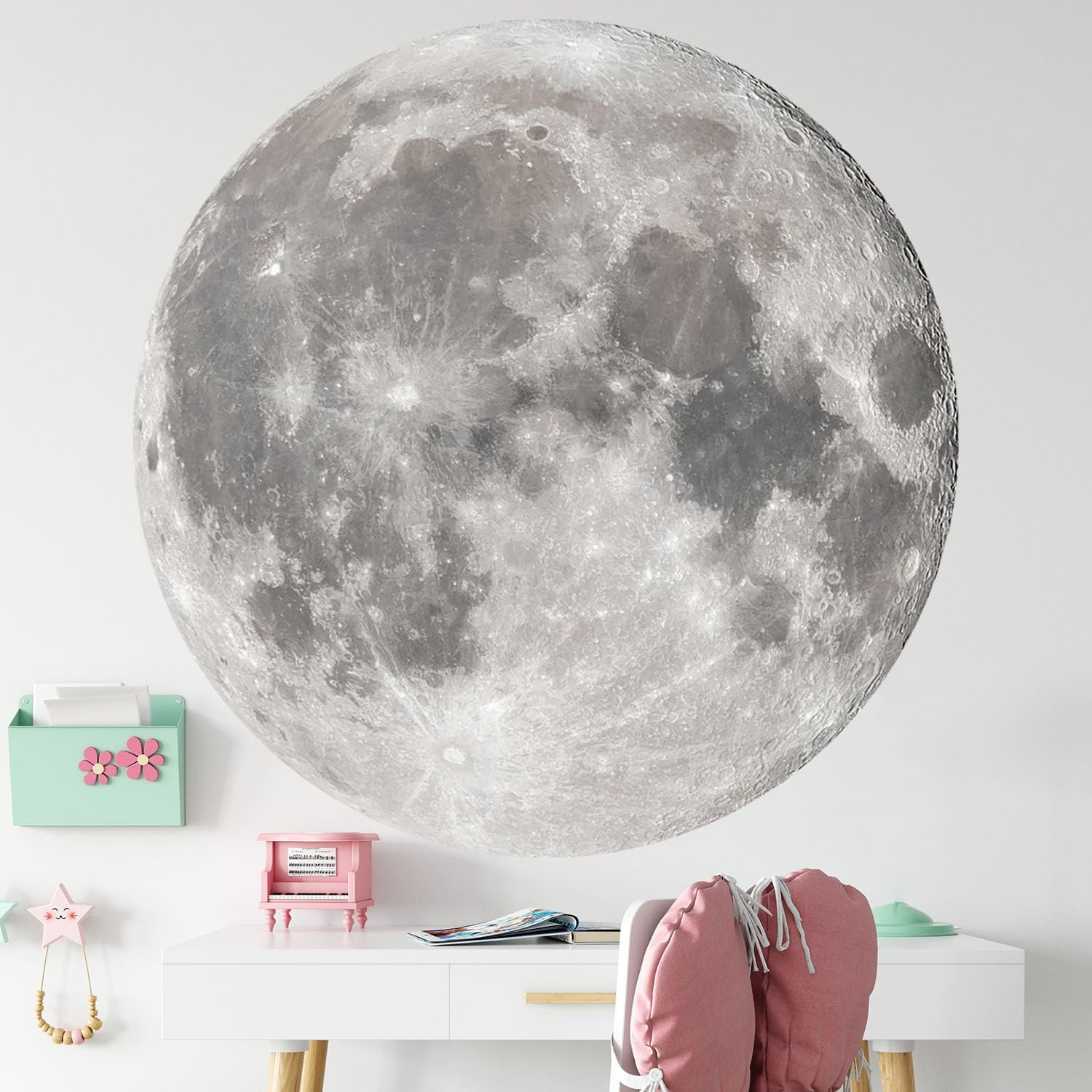 6 Sheets Large Moon Wall Stickers Full Moon Decor Wall Decals Peel and Stick Wal