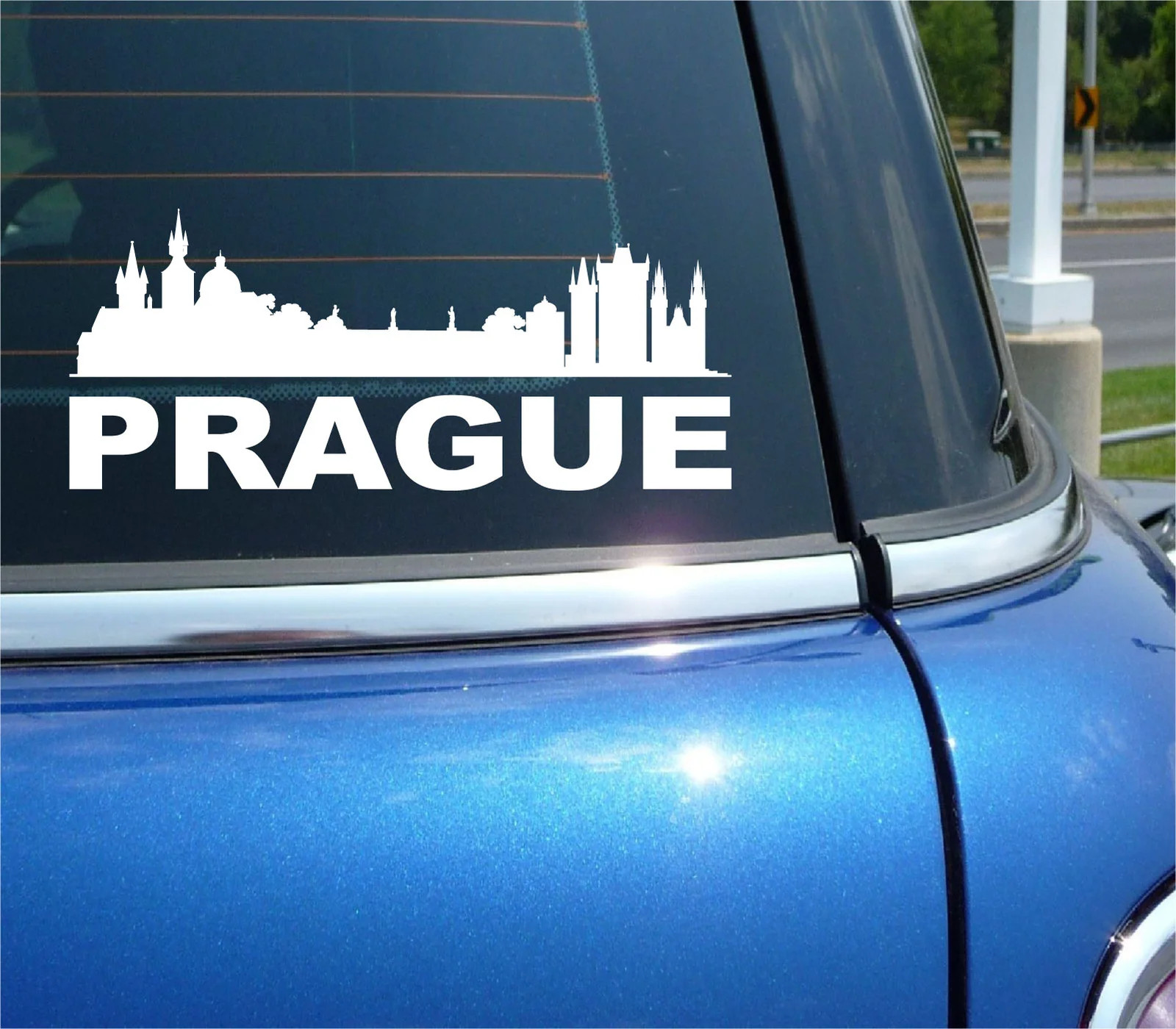 PRAGUE CZECH REPUBLIC CITY SKYLINE CITYSCAPE CAR WALL DECAL BUMPER STICKER
