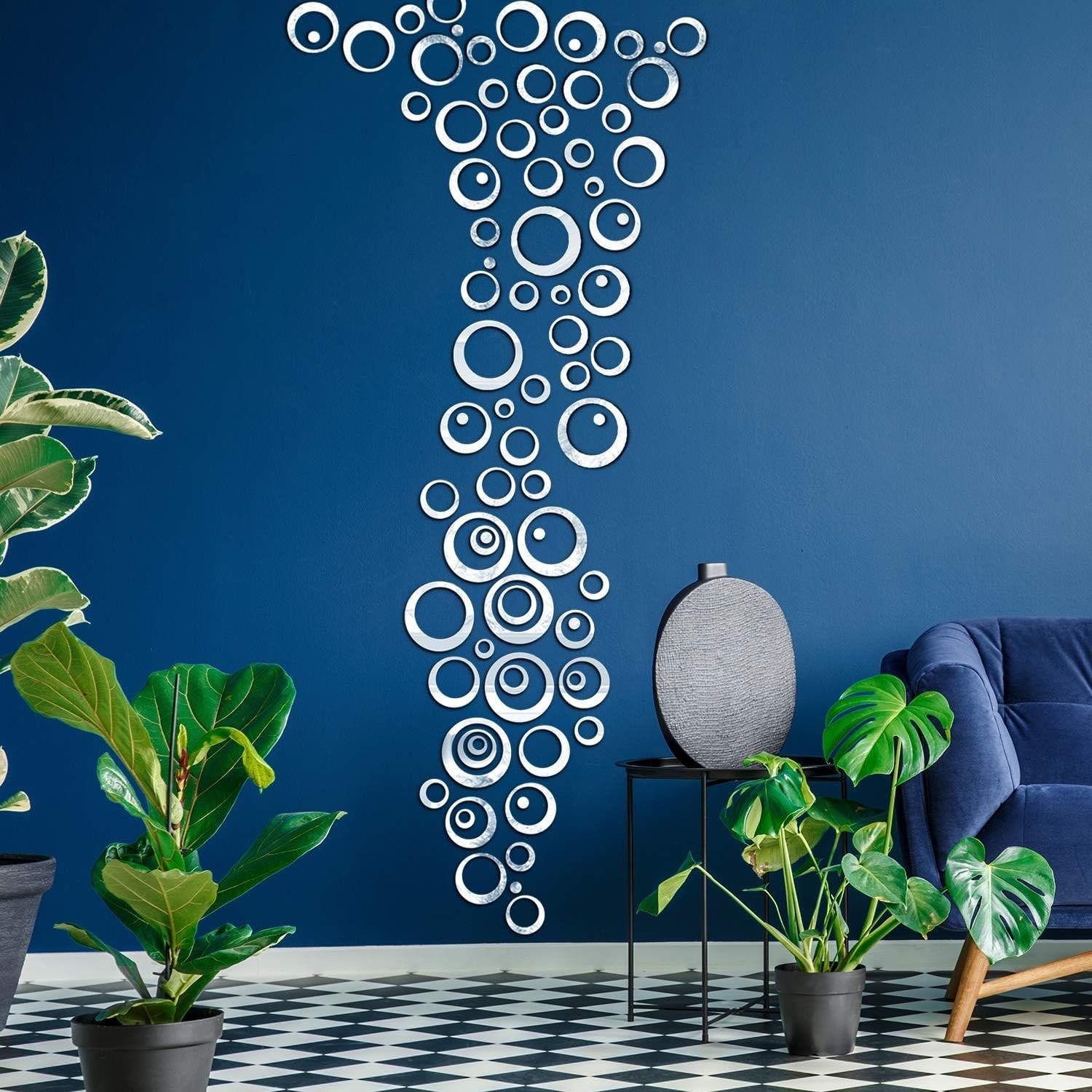 Transform Your Space with 72 Round Mirror Wall Stickers – Stylish Silver Accents