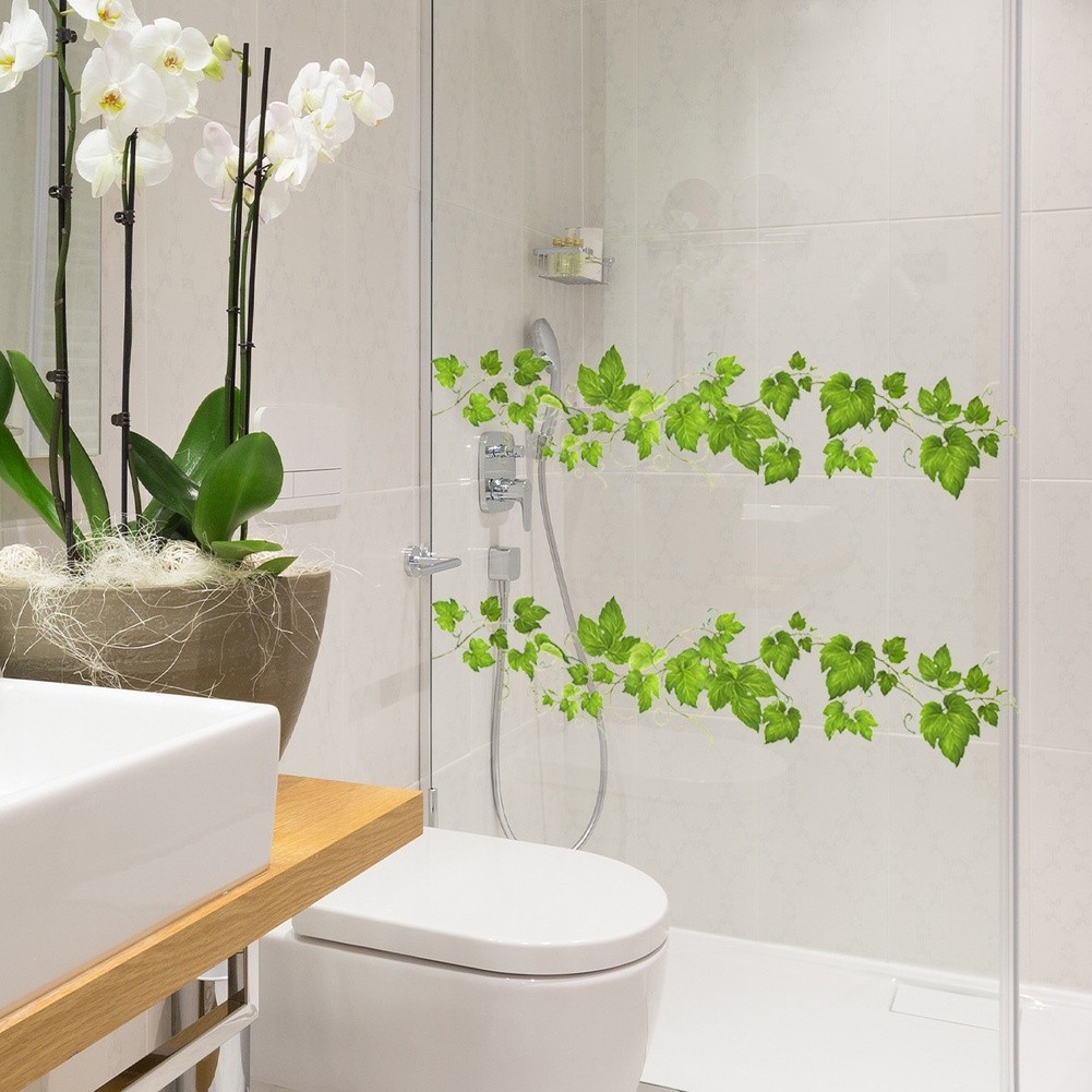 Self Green Vine Flower Wall Sticker PVC Material for Living Room Decor