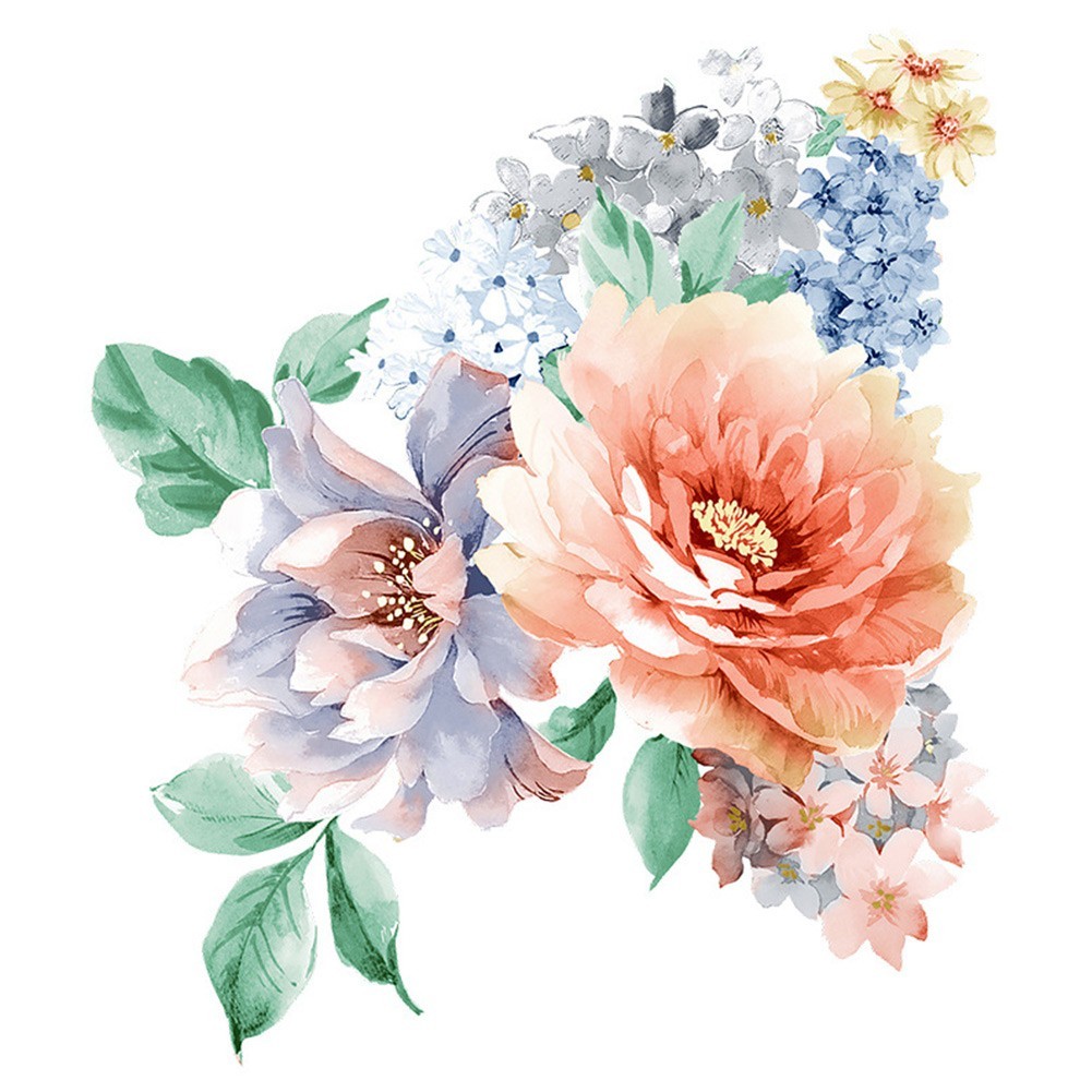 Romantic Flowers Wall Sticker For Bathroom Toilet Seats Fridge Cupboard Decal