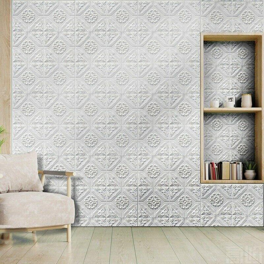1/10pcs 3D Soft Foam Brick Texture Pattern Effect Wall Sticker Wall Decor 35cm