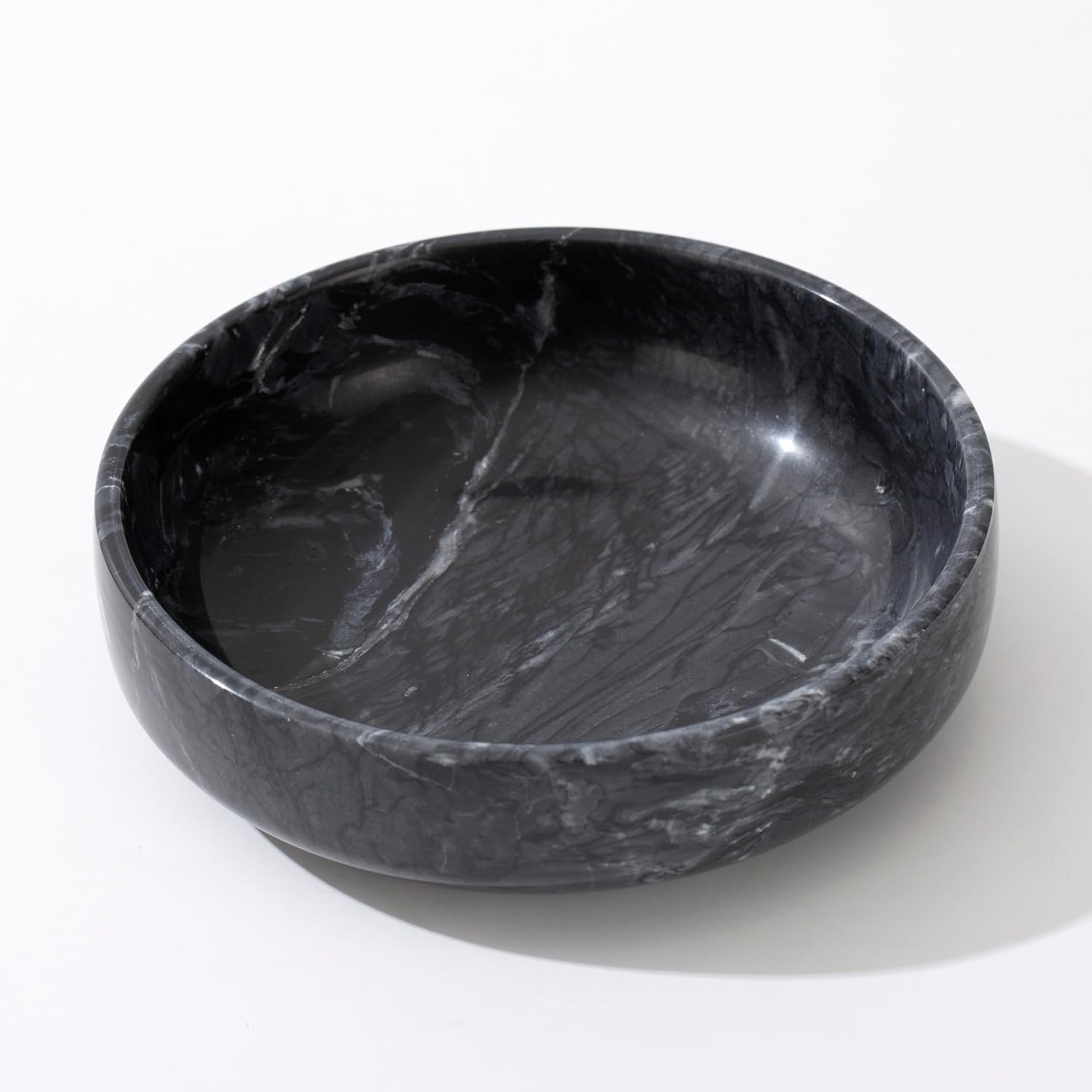 6.7″ Large Decorative Bowl, Natural Marble Large, Black