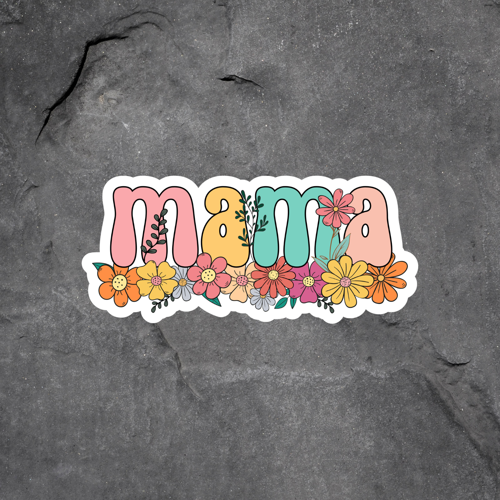 Mama Sticker Vinyl Decal Retro Flower Power Mama Cute Mom Gift