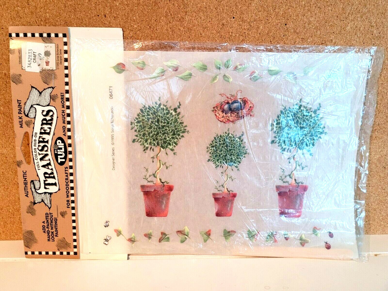 VINTAGE 1995 Tulip Rub-On TRANSFERS Hand Painted Look TOPIARIES