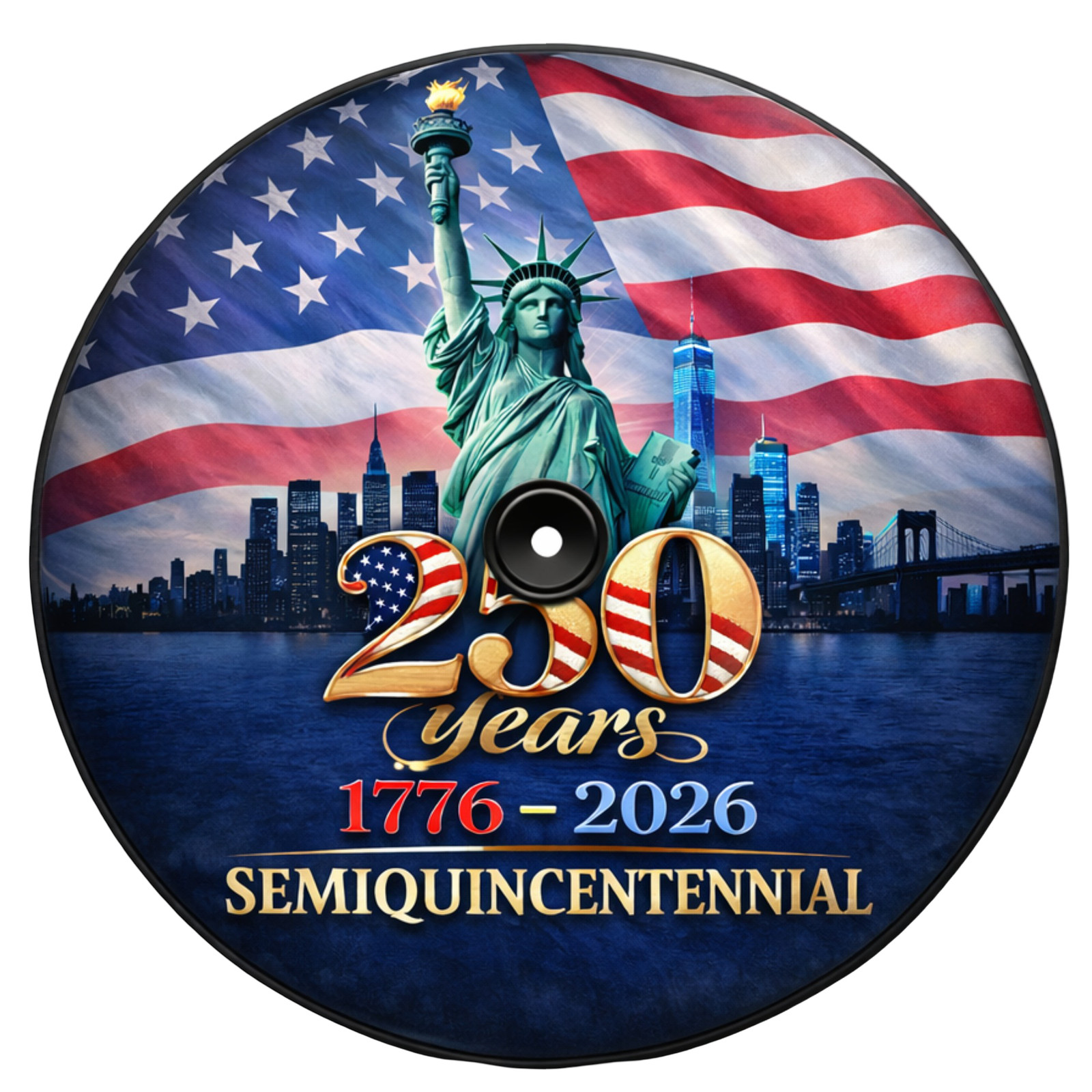 USA 250th Anniversary Spare Tire Cover Statue of Liberty 1776-2026 Wheel Cover