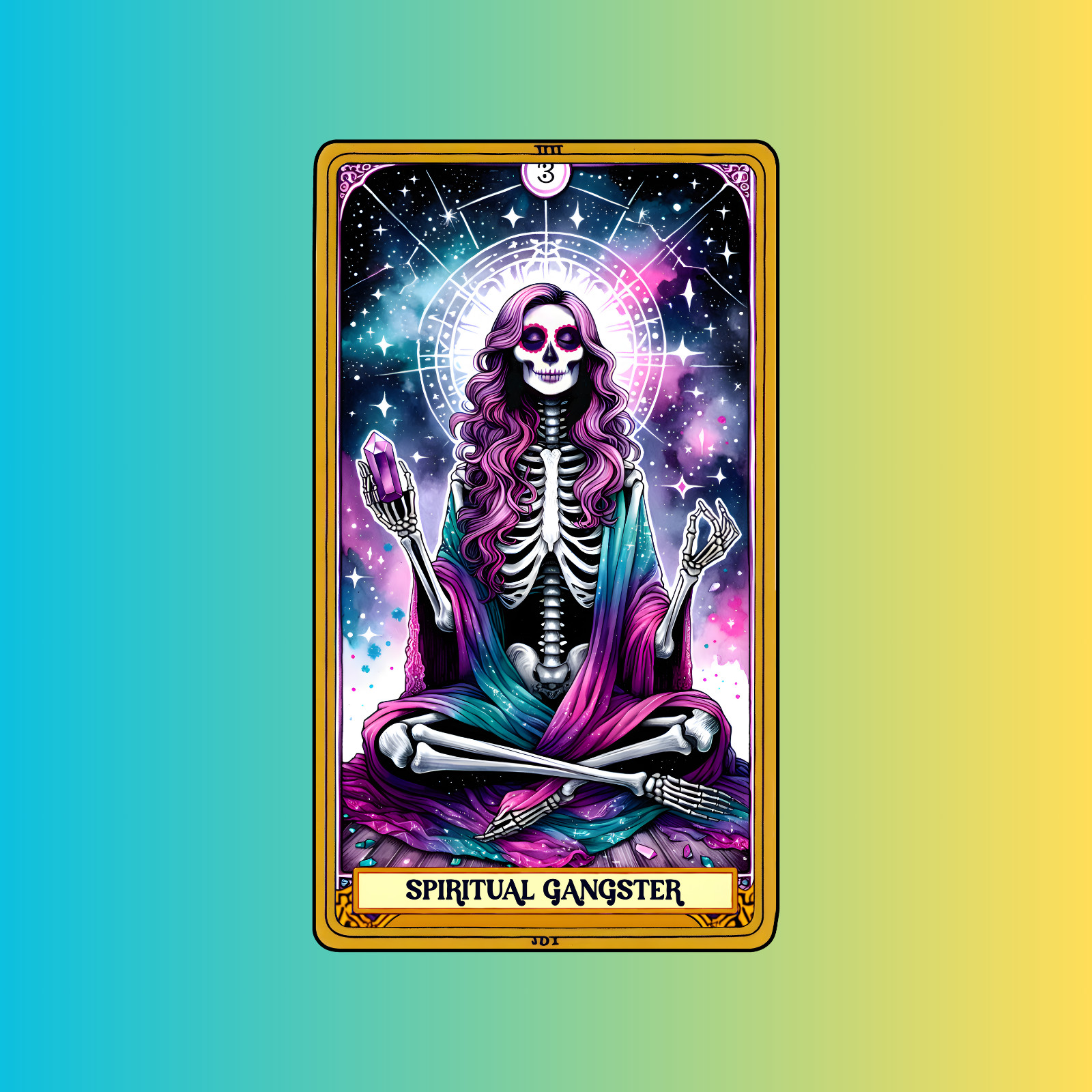 Tarot card sticker vinyl decal skeleton spiritual gangster skeleton funny magic