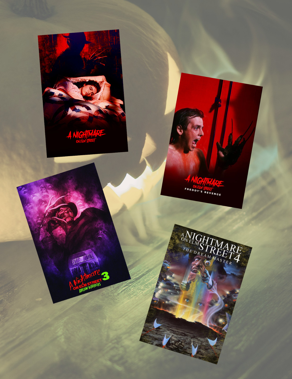 Nightmare On Elm Street Horror Movie Poster Style 4pc Sticker Pack