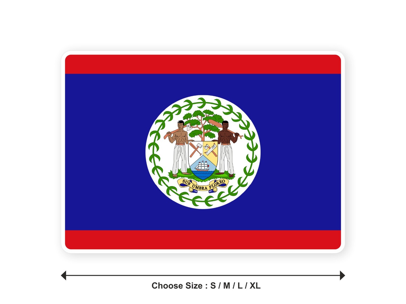 Sticker flag BELIZE Belizean 3,9′′(S) -11′′(XL) decal white border
