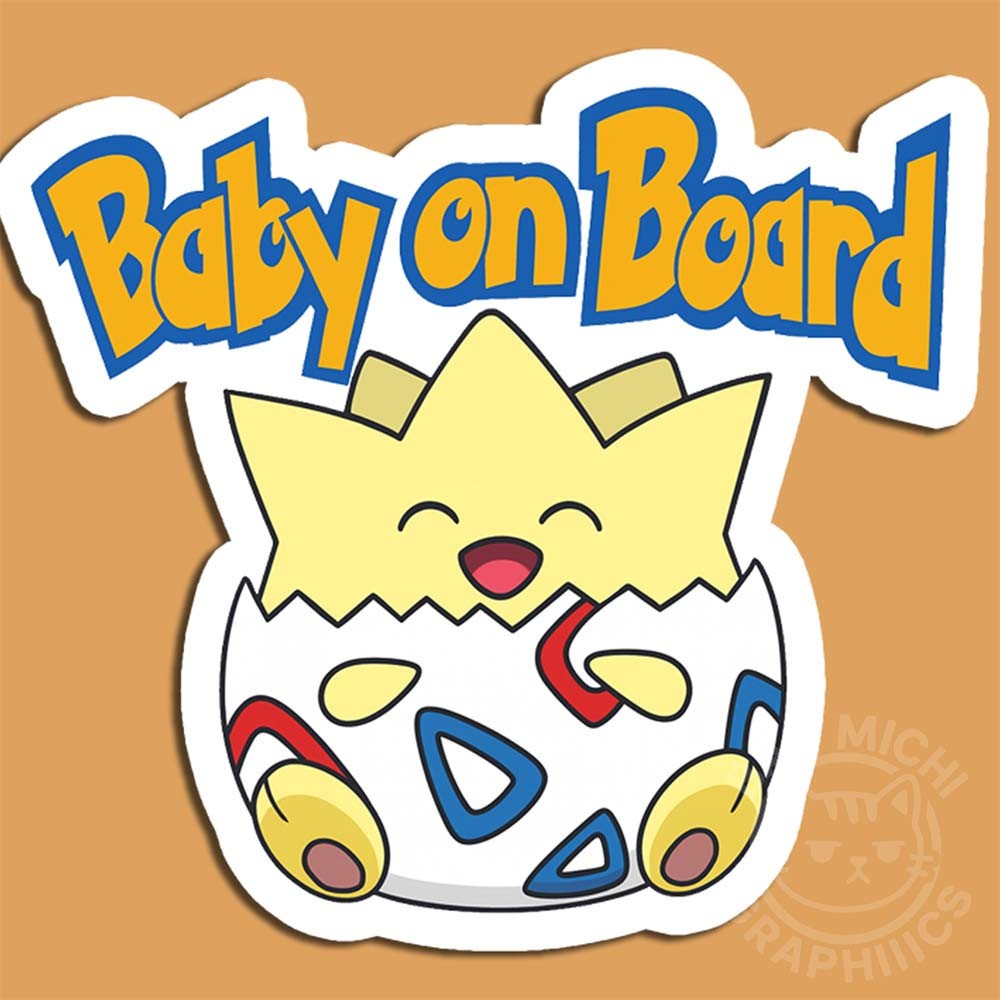 Togepi Baby On Board Sticker – Pokémon Vinyl Decal (3–8″ Tall) | Cute Glossy