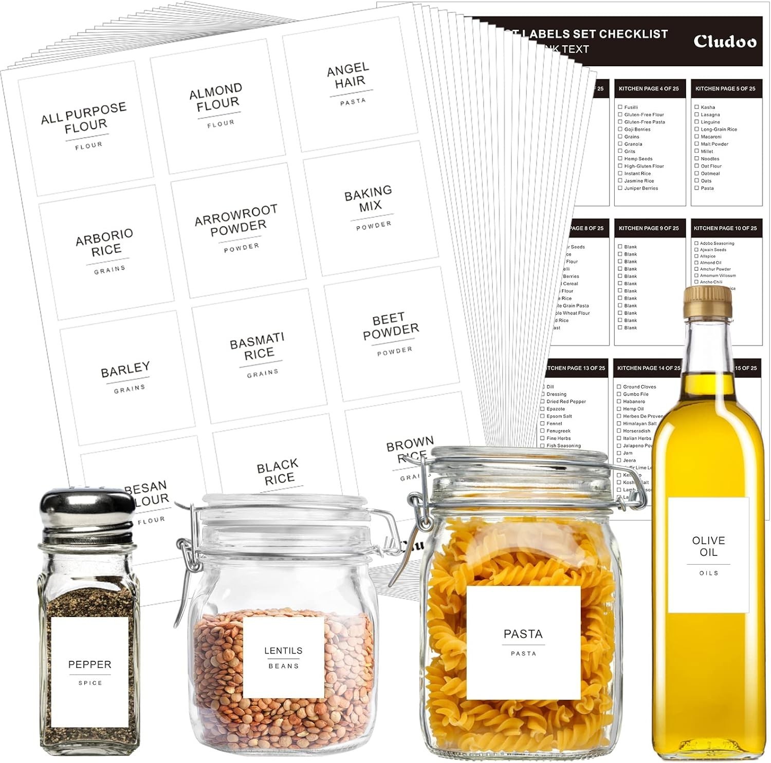 434 Pcs Minimalist Waterproof Kitchen Labels – Perfect for Home Organization