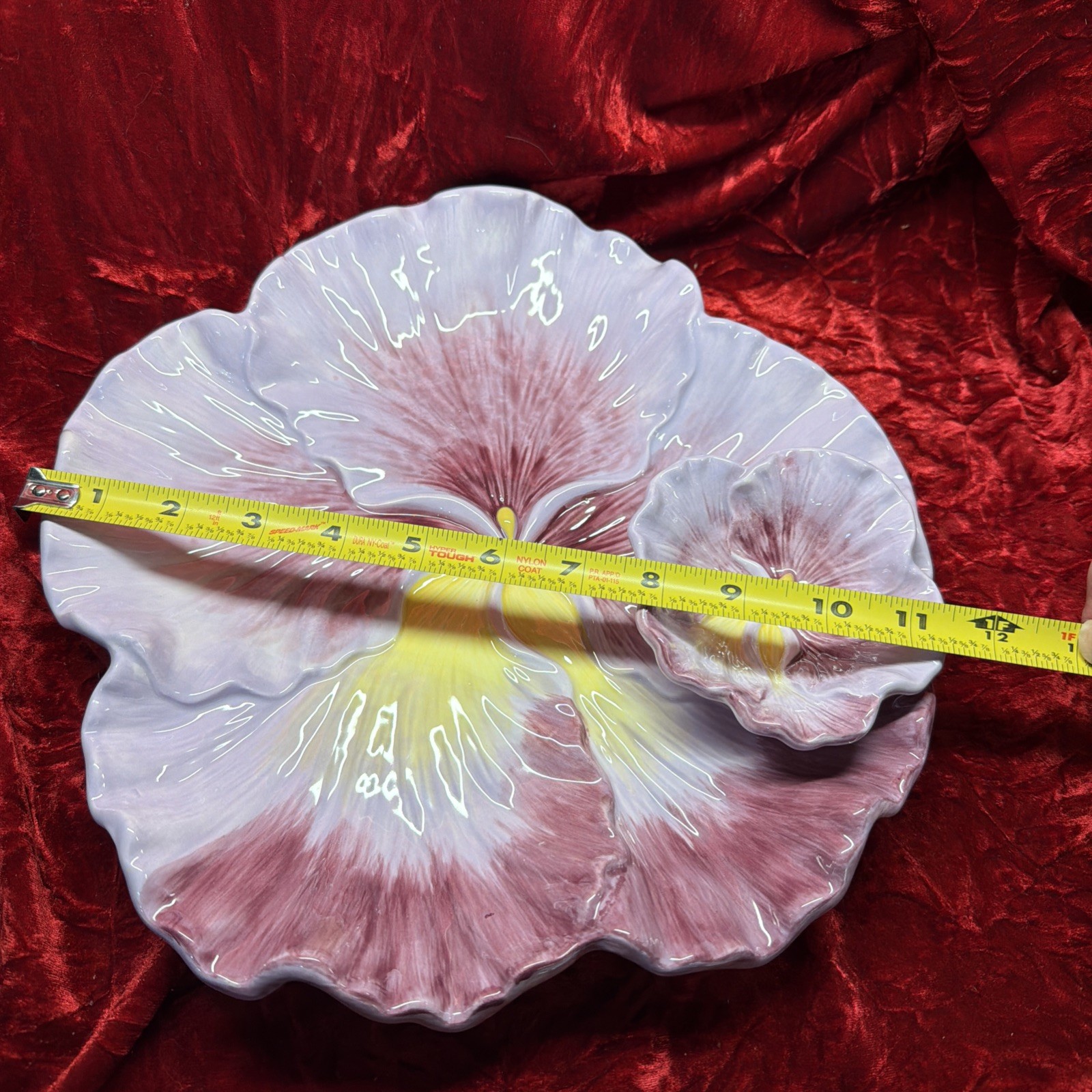 Corner Ruby Garden Collection 11.5 Purple Yellow Flower Chip/dip – Gorgeous! New