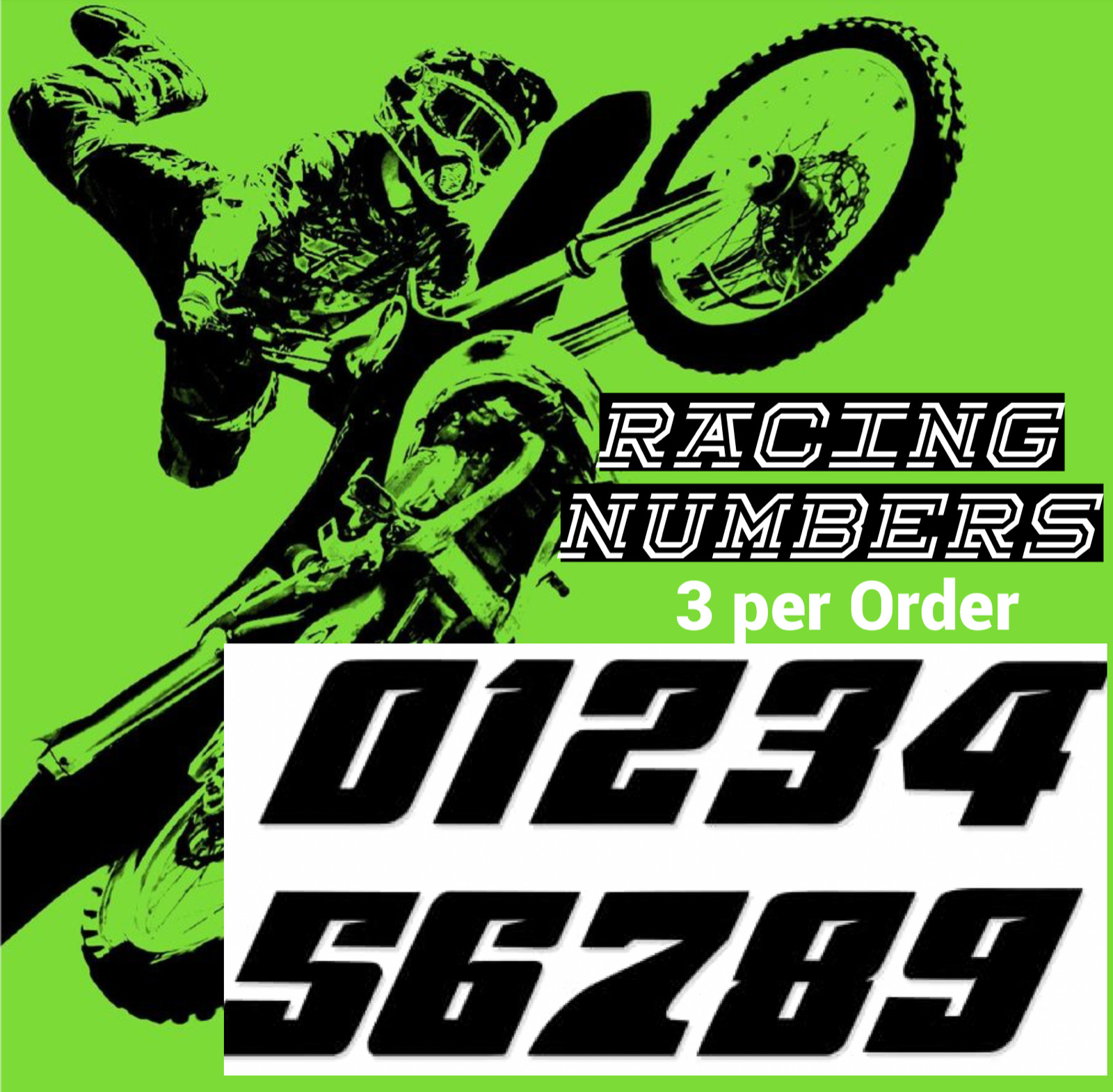 Racing Numbers Vinyl Decal Sticker | Dirt Bike Plate Number BMX Competition