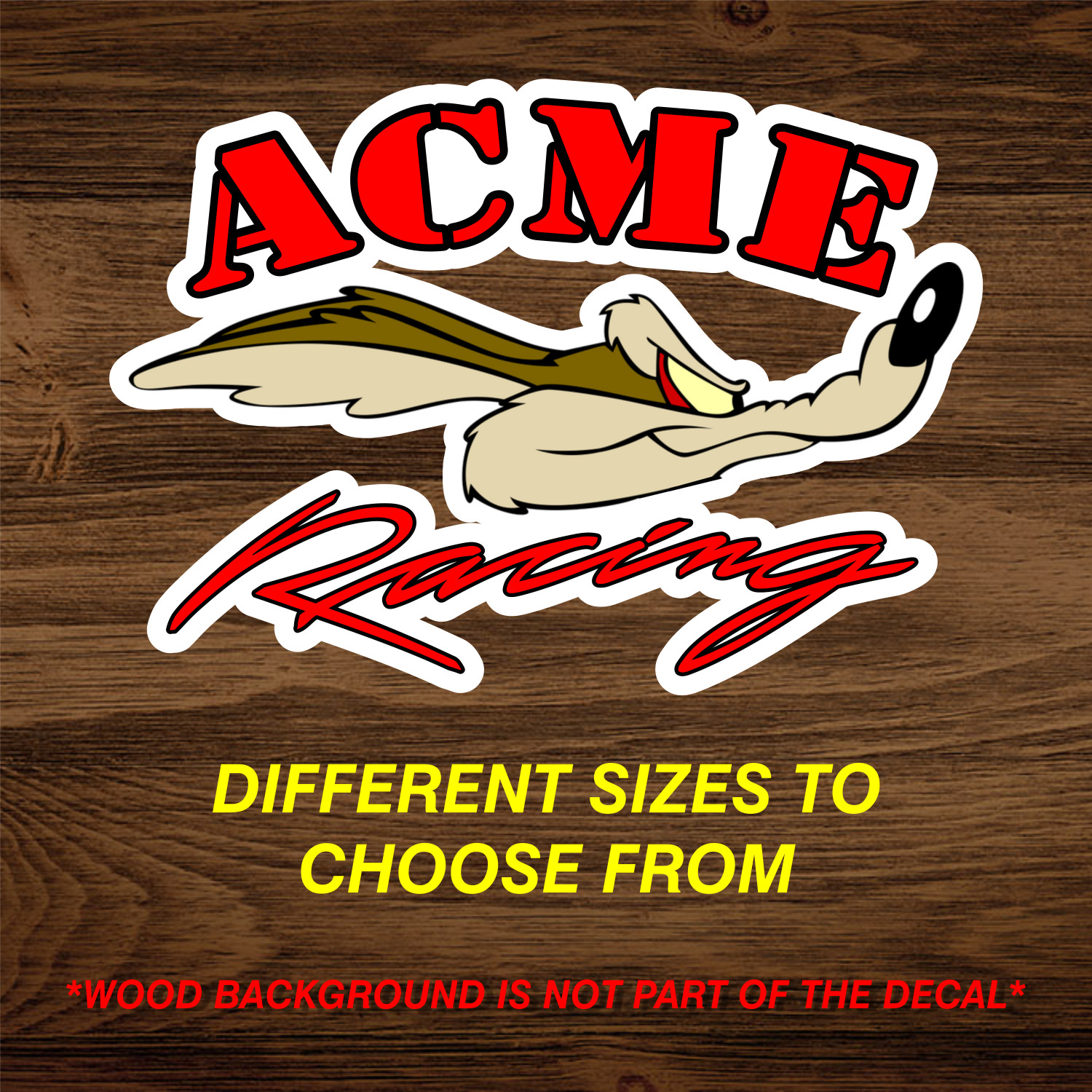 Wile E. Coyote ACME Racing Vinyl Decal Sticker Car Truck Window