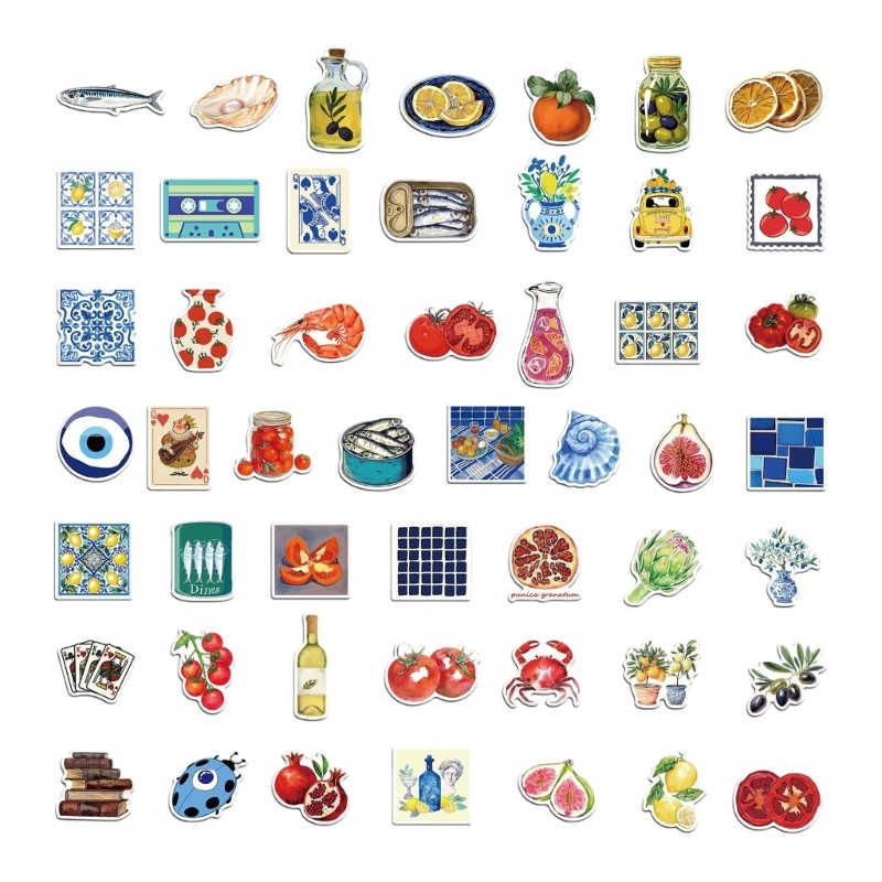 50 Sheets Mediterranean Tomato Sticker Decorative Sticker Stationery Sticker