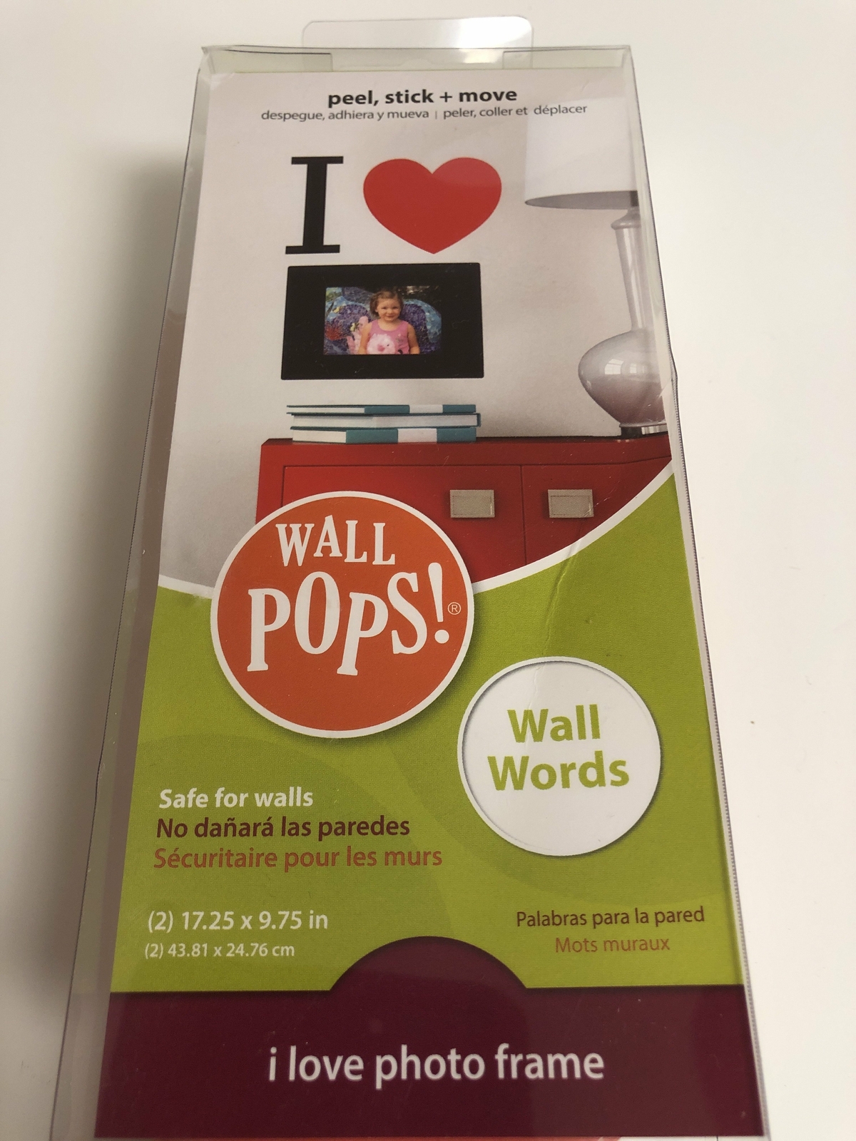 Wall Pops! Wall Words Safe For Walls I Love Photo Frame Peel Stick Move