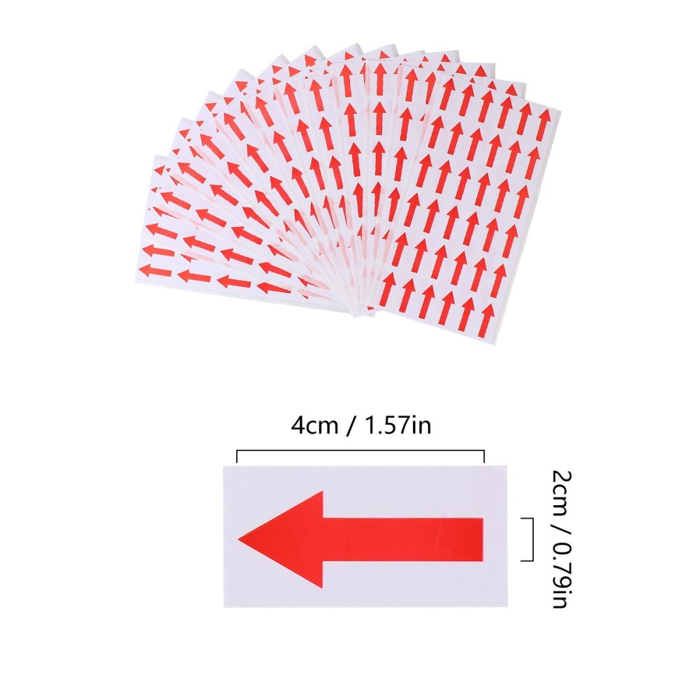 500 Pcs Red Arrow Sticker Label Copper Paper Adhesive Material