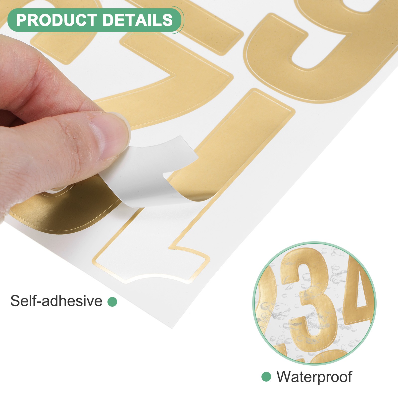 10 Sheets Numeric Stickers, 3″ Stickers with Numbers 0 to 9 [100pcs, Gold]