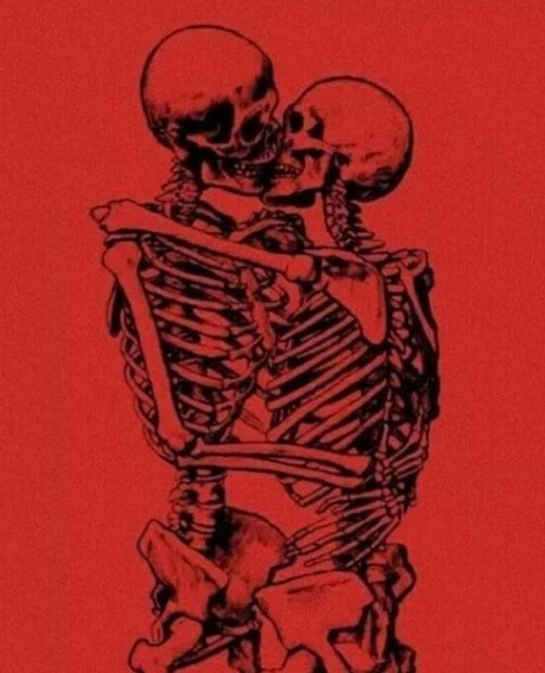 Skeleton Love Red Background 3″ Sticker Label Card Gift Craft Journal Scrapbook