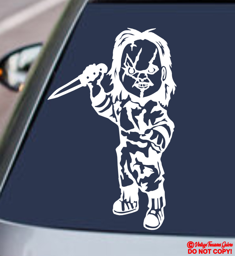 CHUCKY VINYL DECAL STICKER CAR REAR WINDOW BUMPER CHILD’S PLAY HORROR MOVIE DOLL