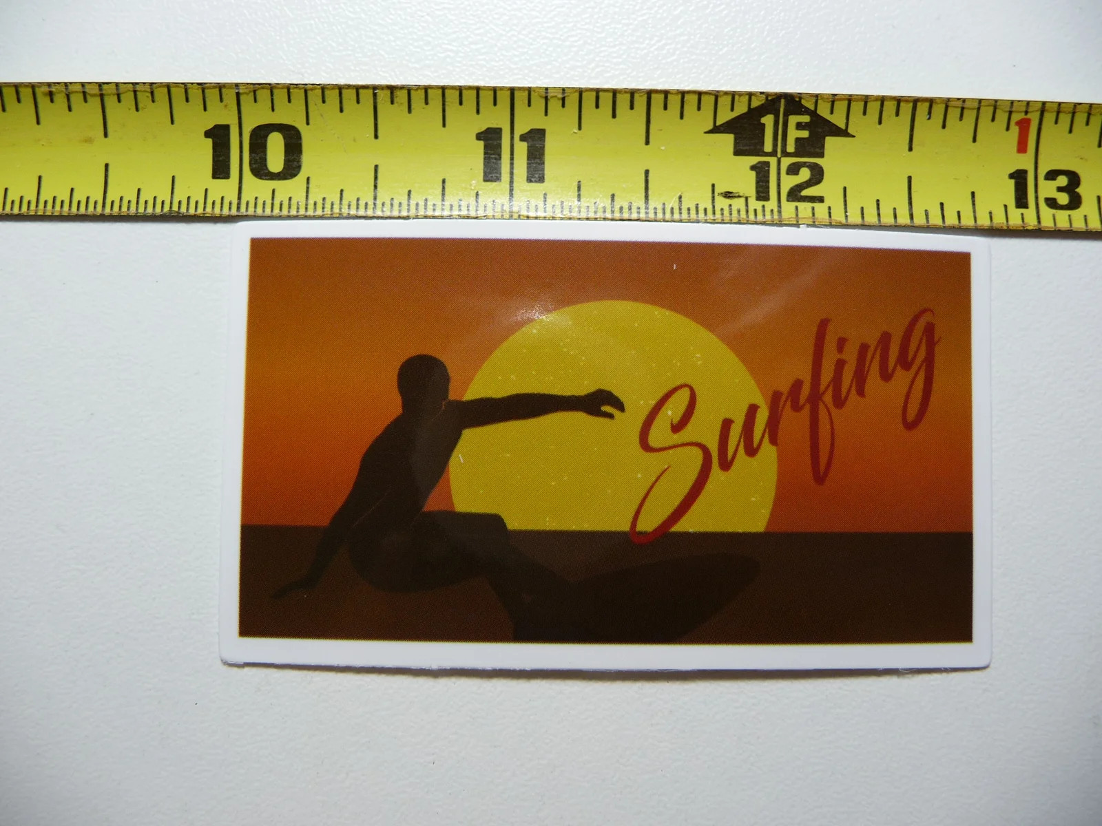 SUNSET SURFING ON BOARD SMALL STICKER DECAL TRAVEL VACATION ON HOLIDAY