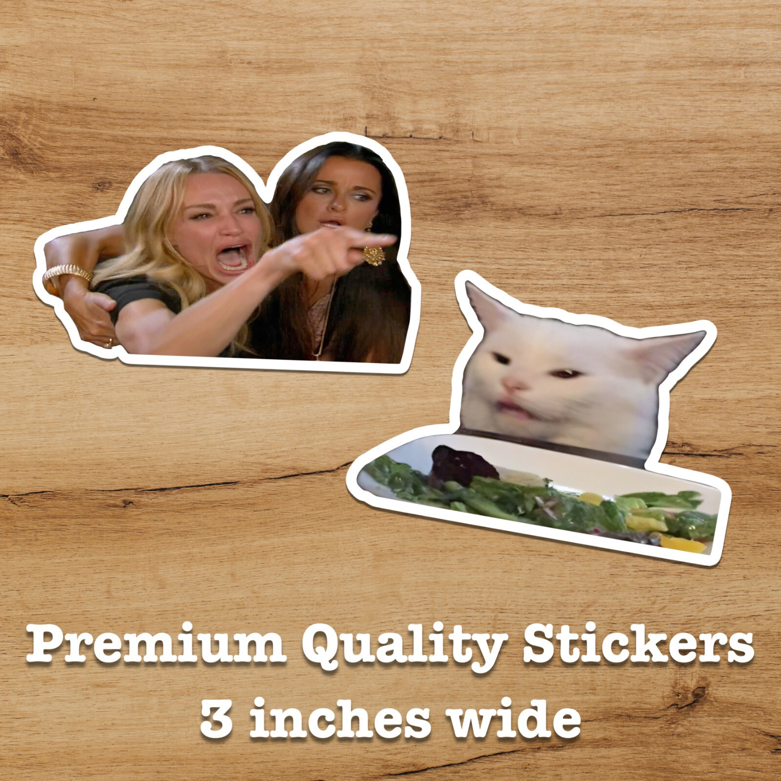 Smudge The Cat Woman Yelling Meme TikTok Premium Vinyl Sticker Decal 3 inches x2