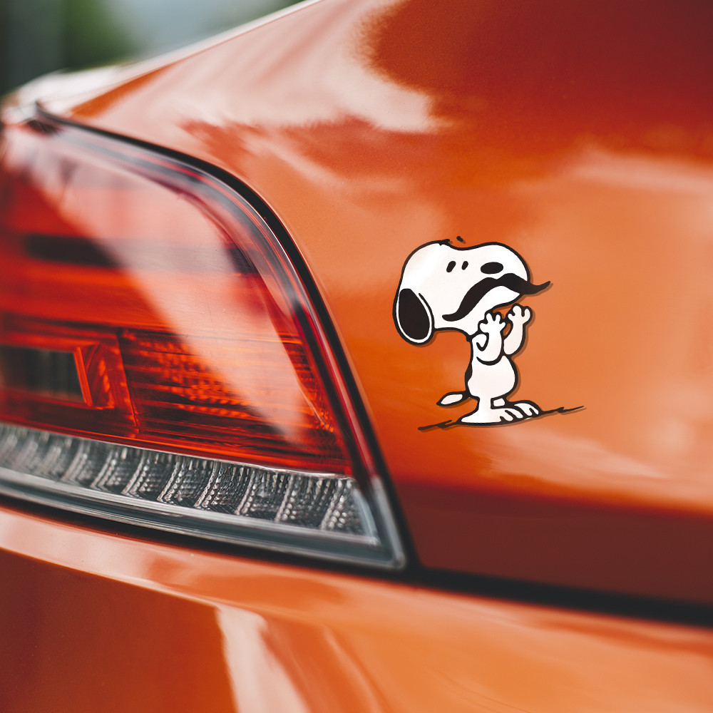 Peanuts Snoopy sticker with Mustache with a glossy finish 3.3″W x 3.5″H
