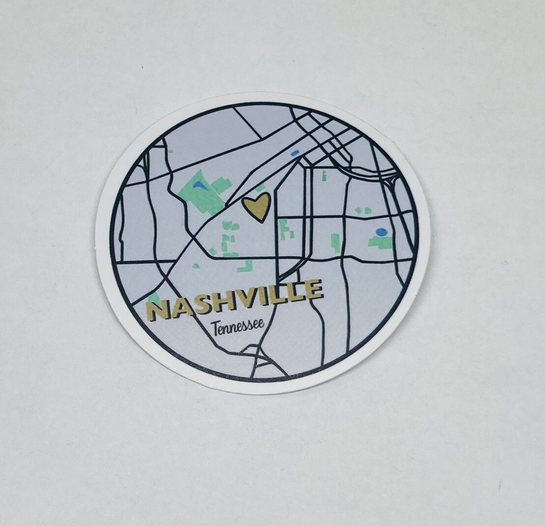 Nashville Tennessee Sticker City Map Travel Art Decal Vinyl Souvenir Tc6