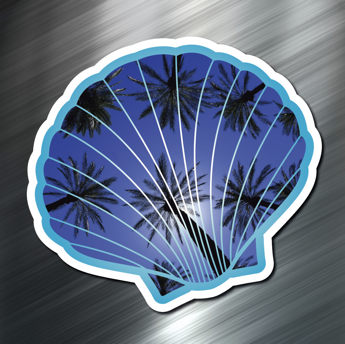 (1) ONE Sea Shell Palm Decal Sticker Car Boating Boat Fishing Dive Beach Ocean