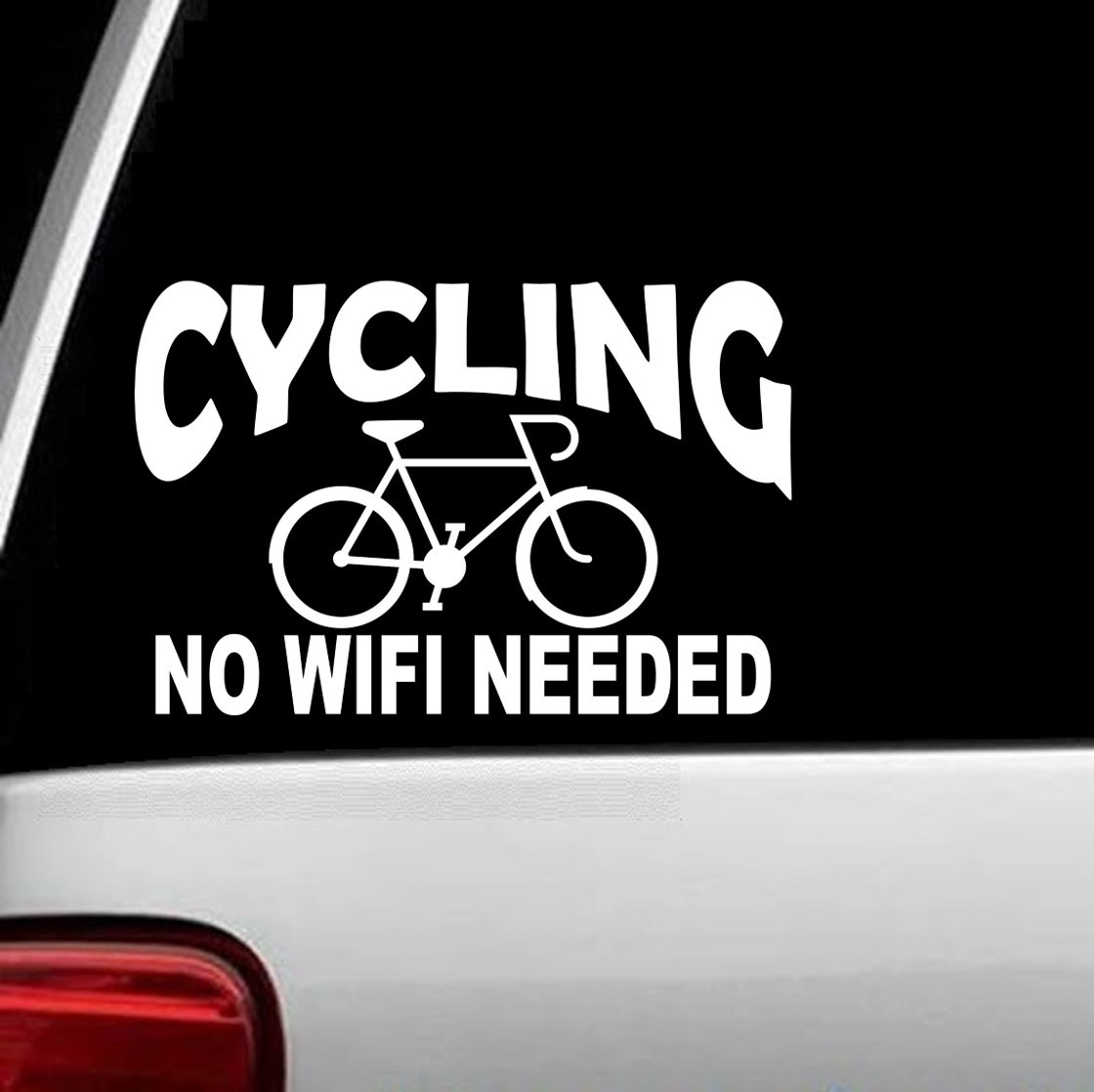Cycling No Wifi Needed Bicycle Mountain Bike Decal Sticker for Car Window BG 115