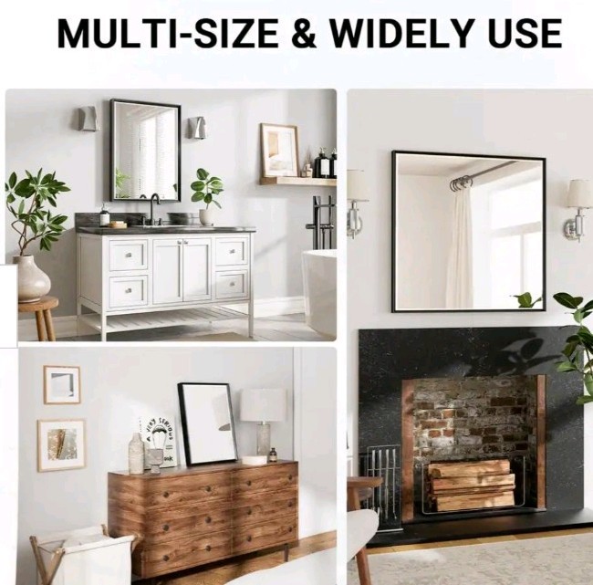 QueenFun 48 in. W x 36 in. H Rectangular Framed Aluminum Beveled Edge Wall Mount