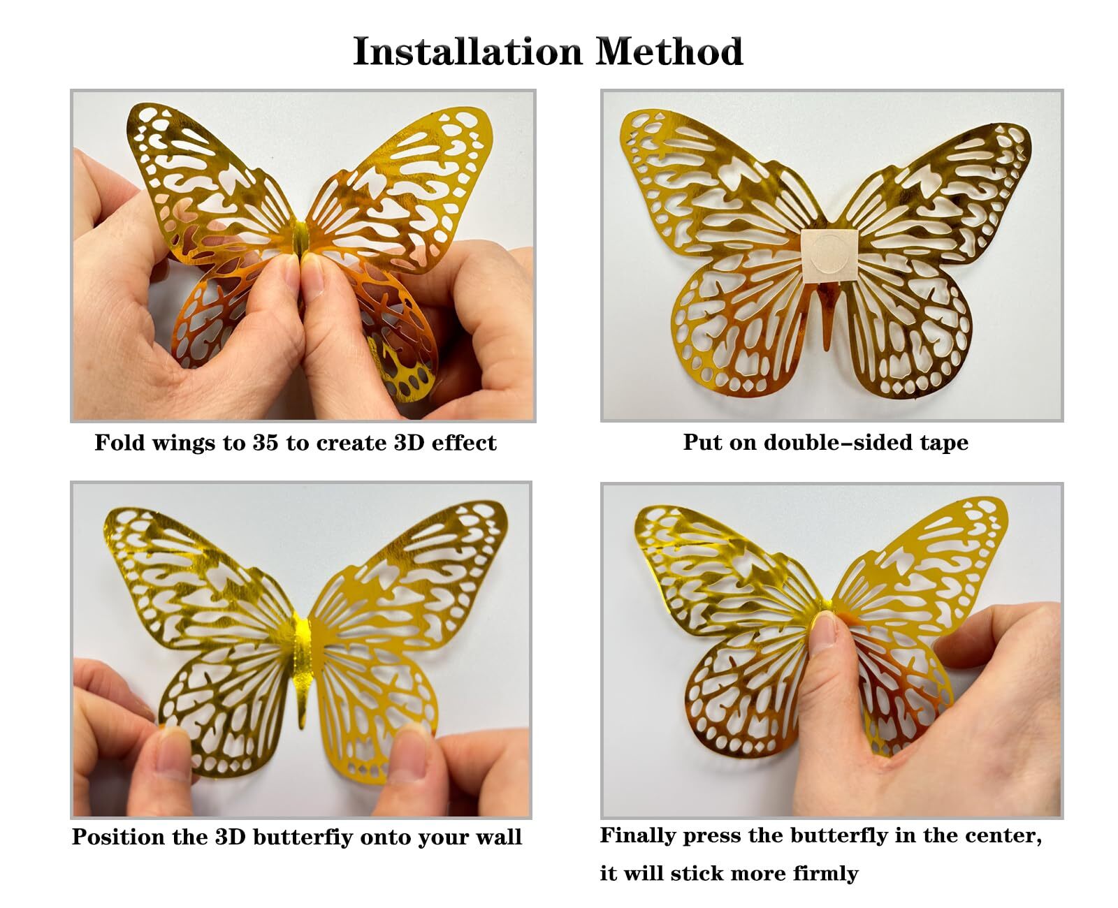 48 Pcs 3D Butterfly Wall Decor for Birthday Party Cake Topper Room Decor