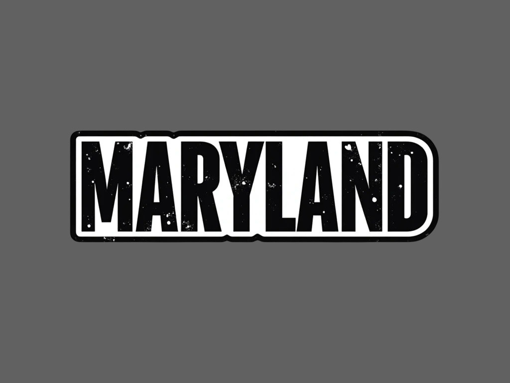 Maryland Sticker Vinyl Decal State Name Grunge Black White Car Laptop