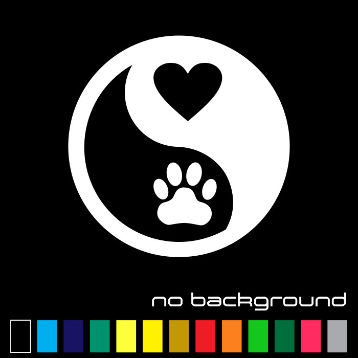 Heart Paw Yin Yang Sticker Vinyl Decal – Ying Yan Chinese Symbol Taijitu Car