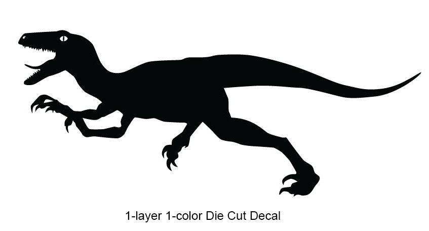 Dinosaur – Running Velociraptor #6 – Jurassic Period – 4-21″ wide – DieCut Decal