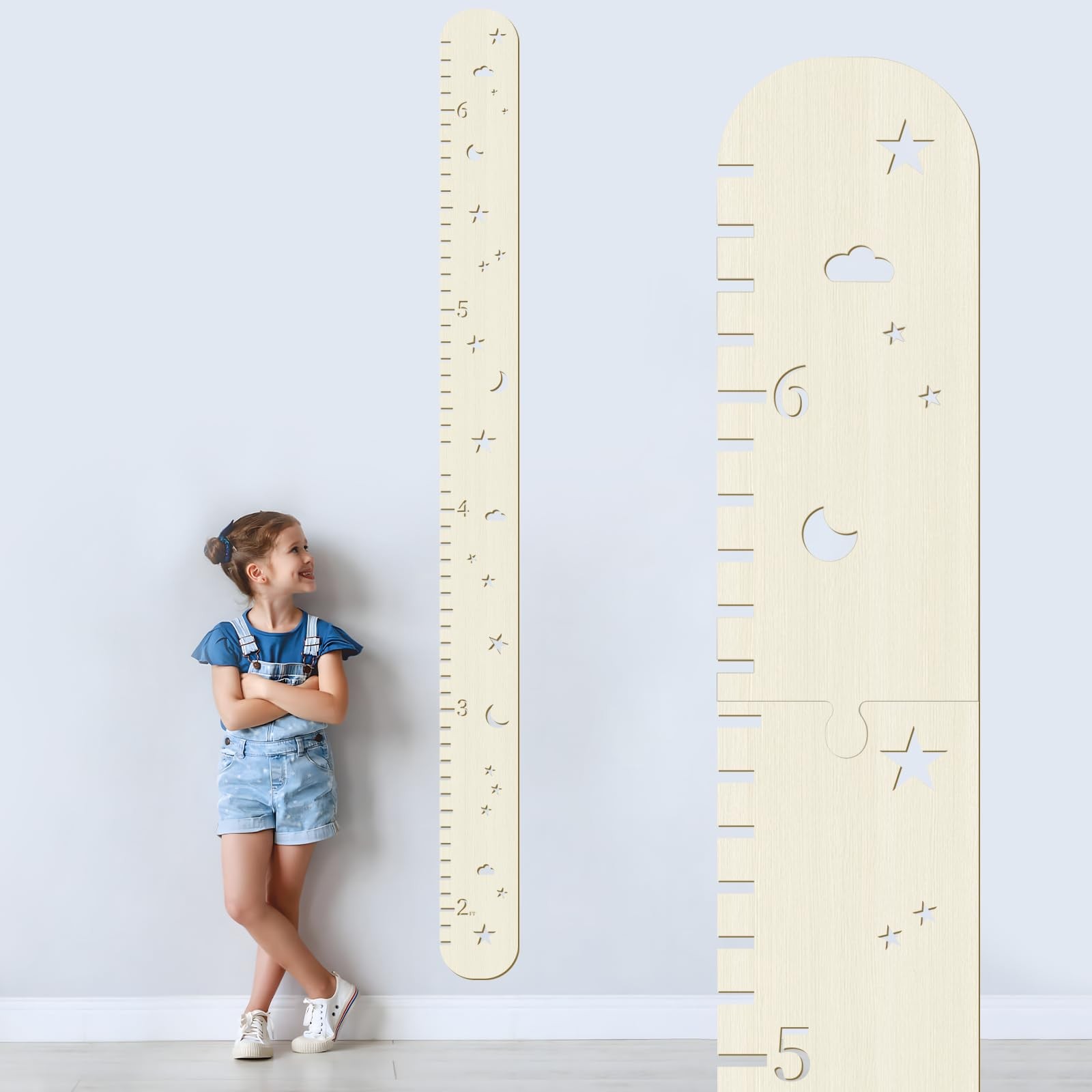 Wooden Growth Chart for Kids,Height 10 inches x 3.9 inches, Wood color