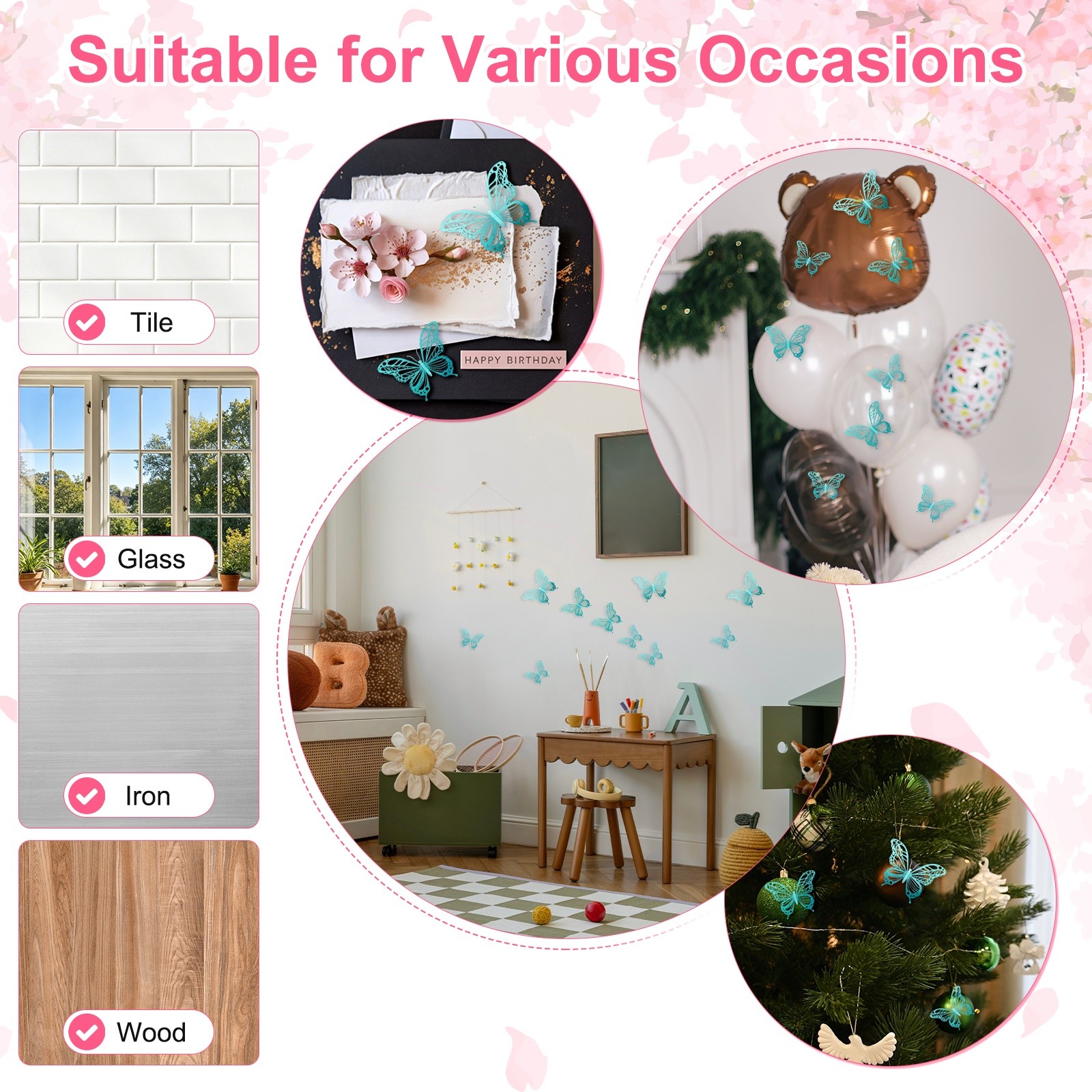 “For 24 Packs 3D Butterfly Wall Decor Stickers [Green, 3 Sizes]” (68 Characters)