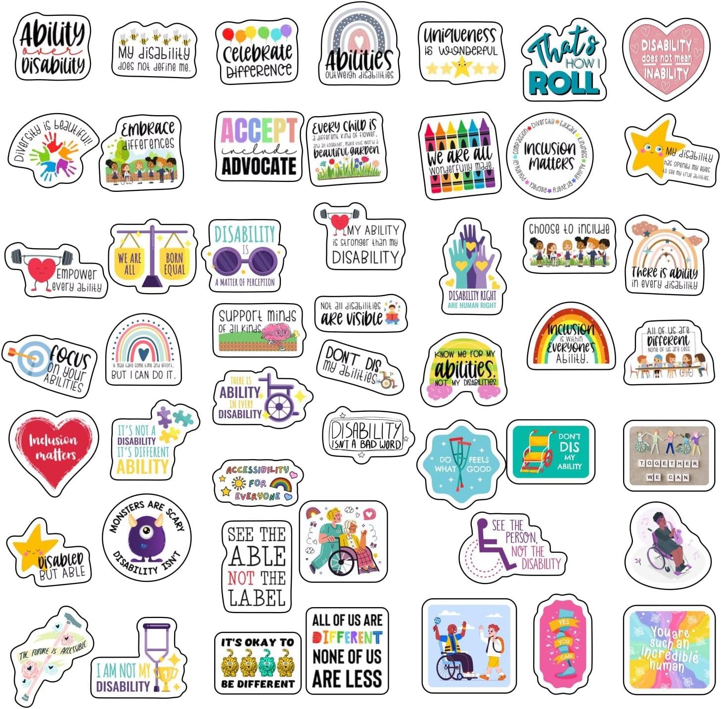 BulbaCraft Disability Stickers for Water Bottle and Laptop – Disability Pride Pa
