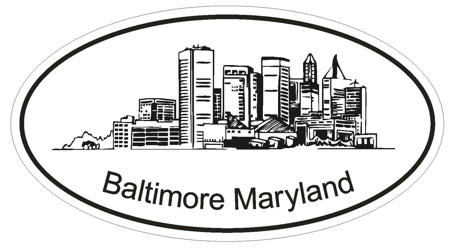 Baltimore Maryland Oval Bumper Sticker or Helmet Sticker D1172