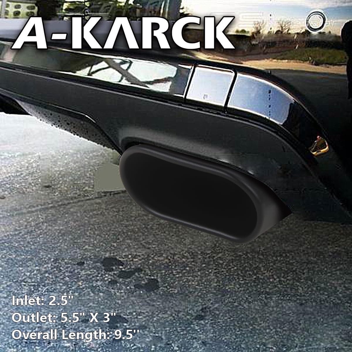Rectangle Exhaust Tip 2.5″ Inlet, Black Coating Square Exhaust Tailpipe Tip 3″