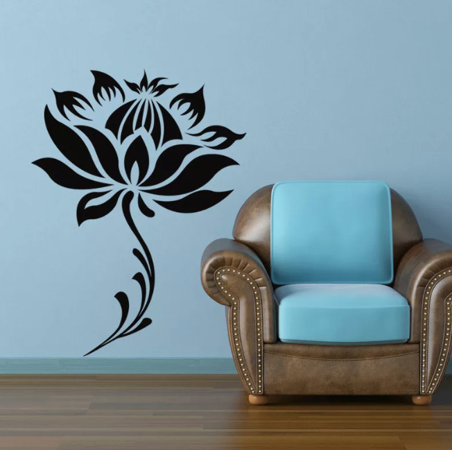 23″x31″ Lotus Flower Stem Plant Room Wall Sticker Decal Canada Vinyl BLACK